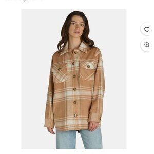 Time and Tru Women's Plaid Button Front Shacket Small